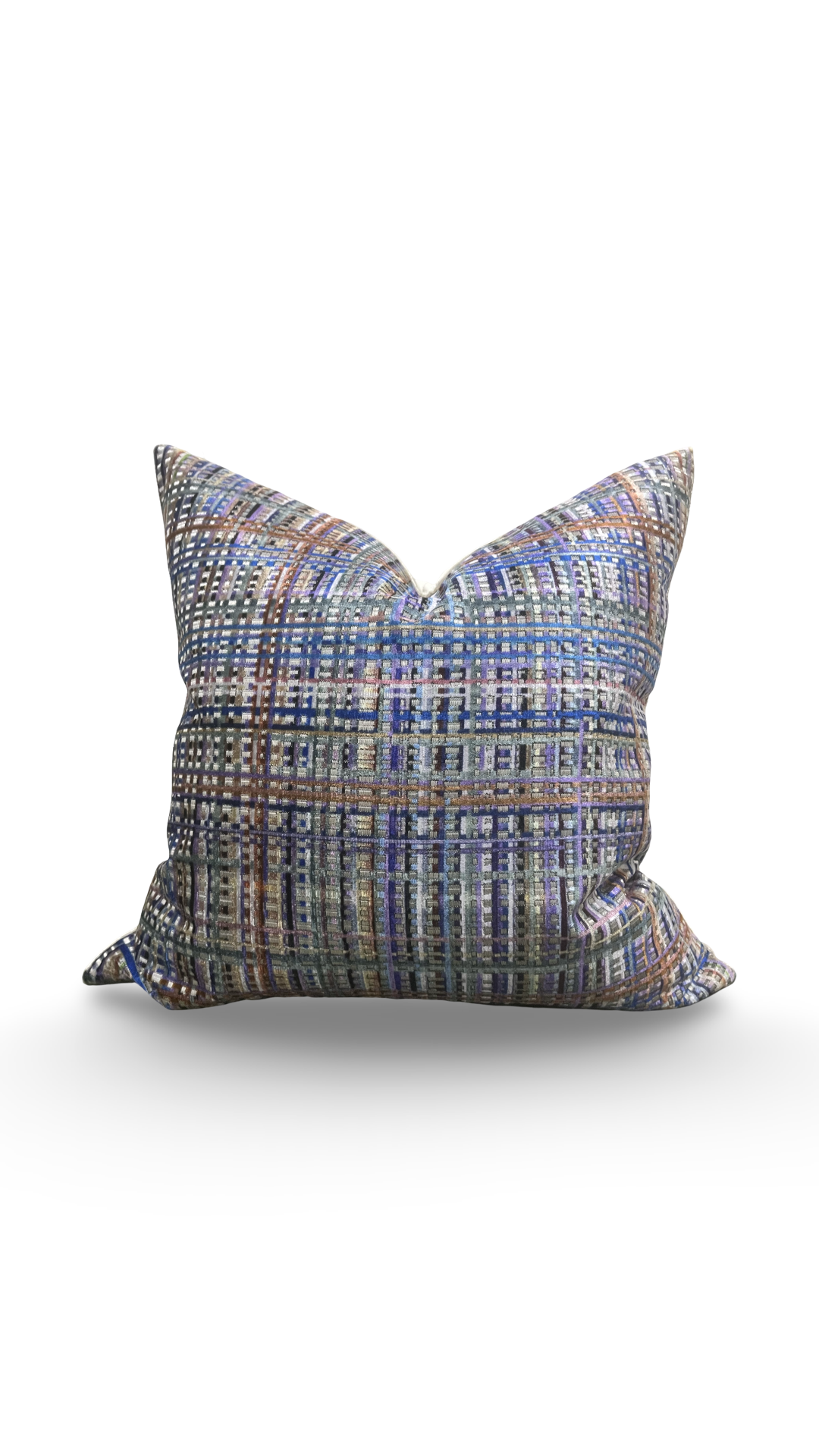 Designer Fabric Chroma Plaid Amethyst 22x22" Knife Edge Decorative Throw Pillow