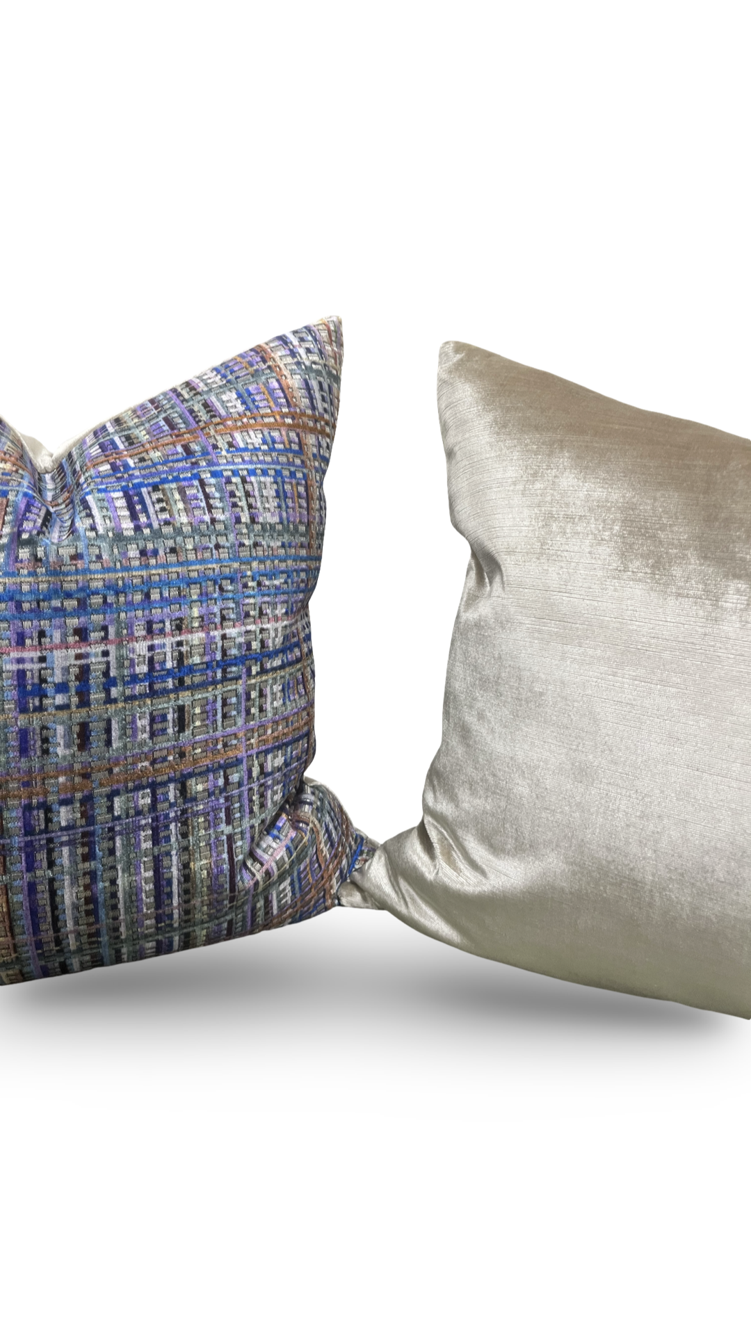 Designer Fabric Chroma Plaid Amethyst 22x22" Knife Edge Decorative Throw Pillow