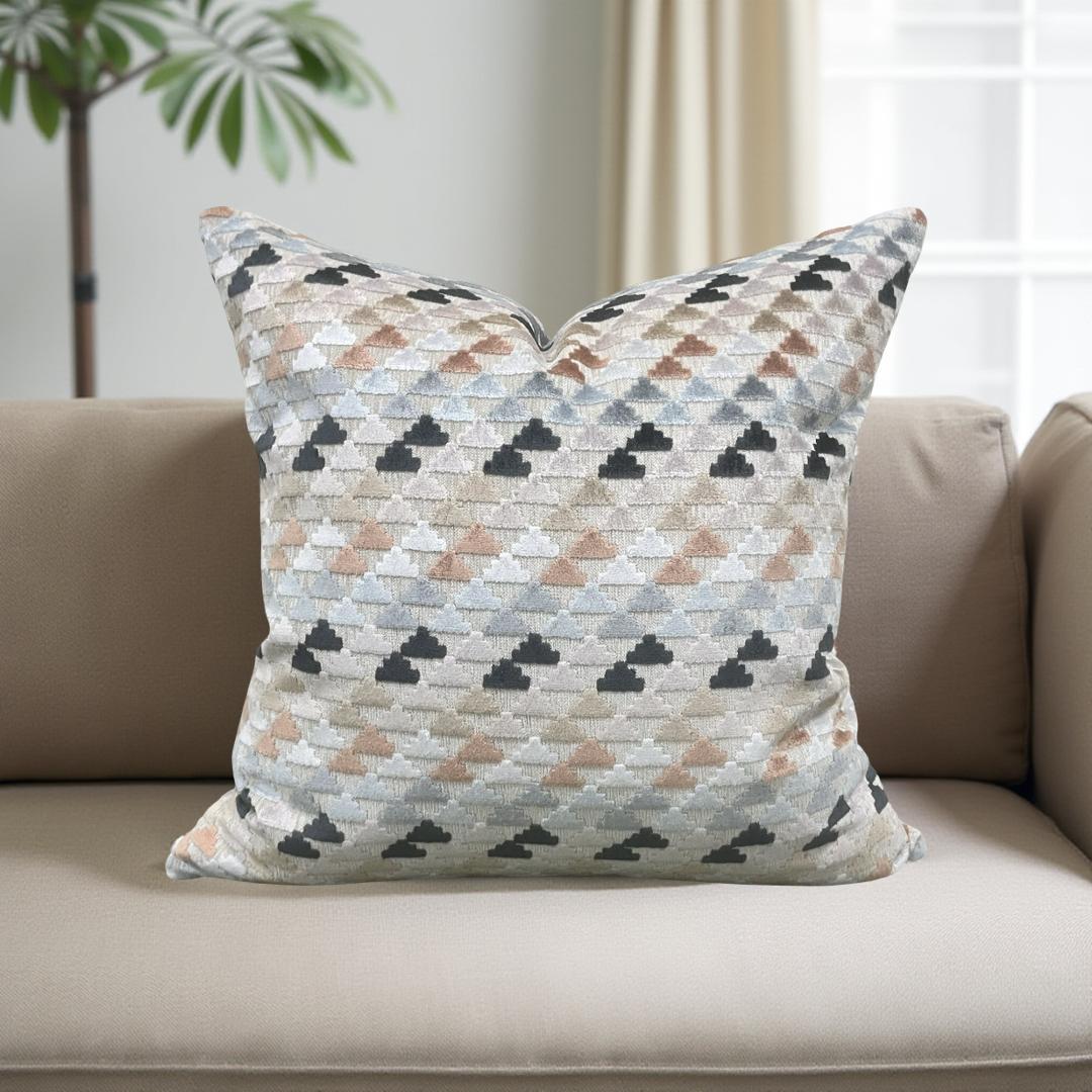 Designer Fabric Vidi Sky Slate Taupe 20x20" Knife Edge Decorative Throw Pillow