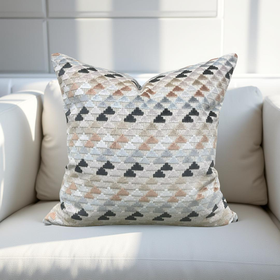 Designer Fabric Vidi Sky Slate Taupe 20x20" Knife Edge Decorative Throw Pillow