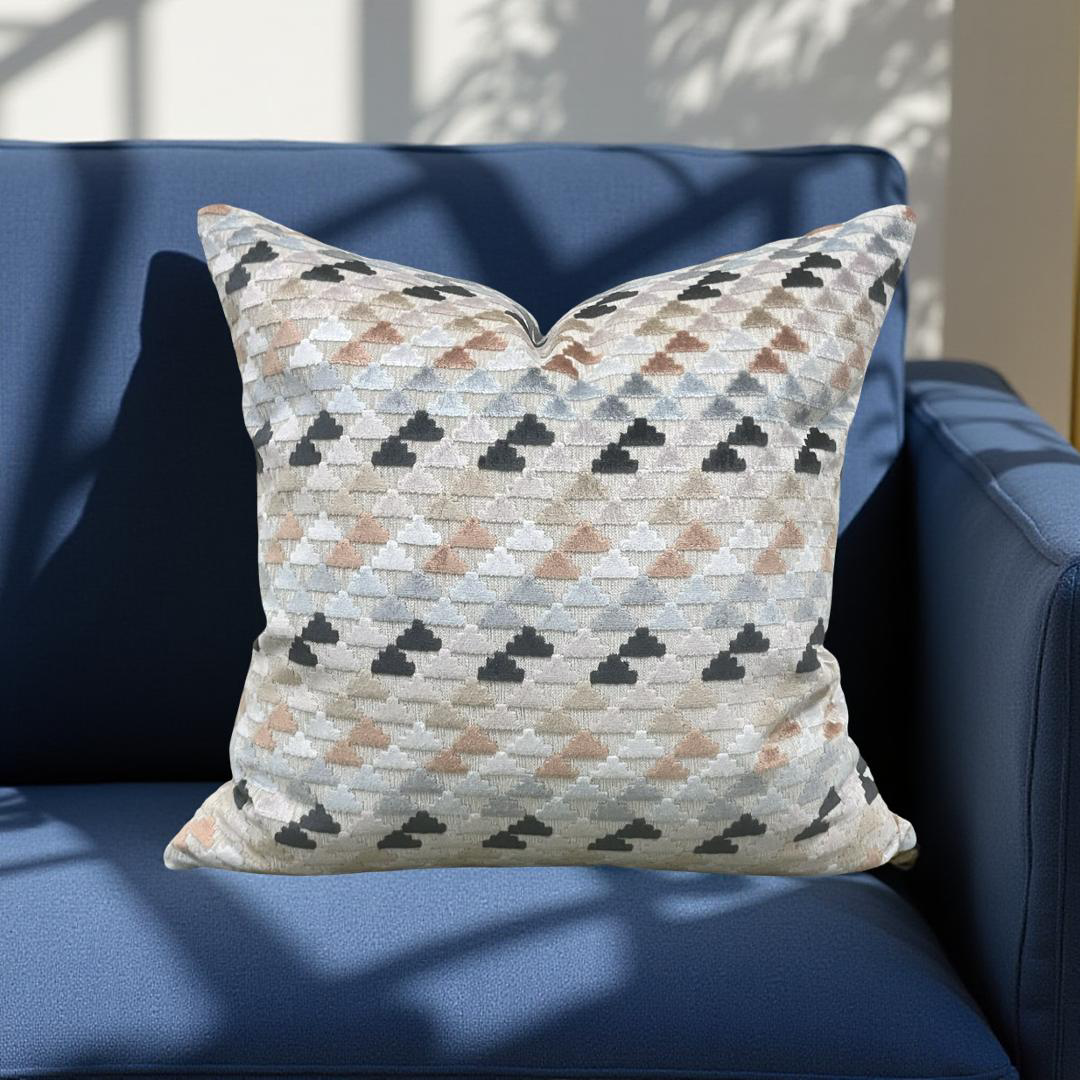 Designer Fabric Vidi Sky Slate Taupe 20x20" Knife Edge Decorative Throw Pillow