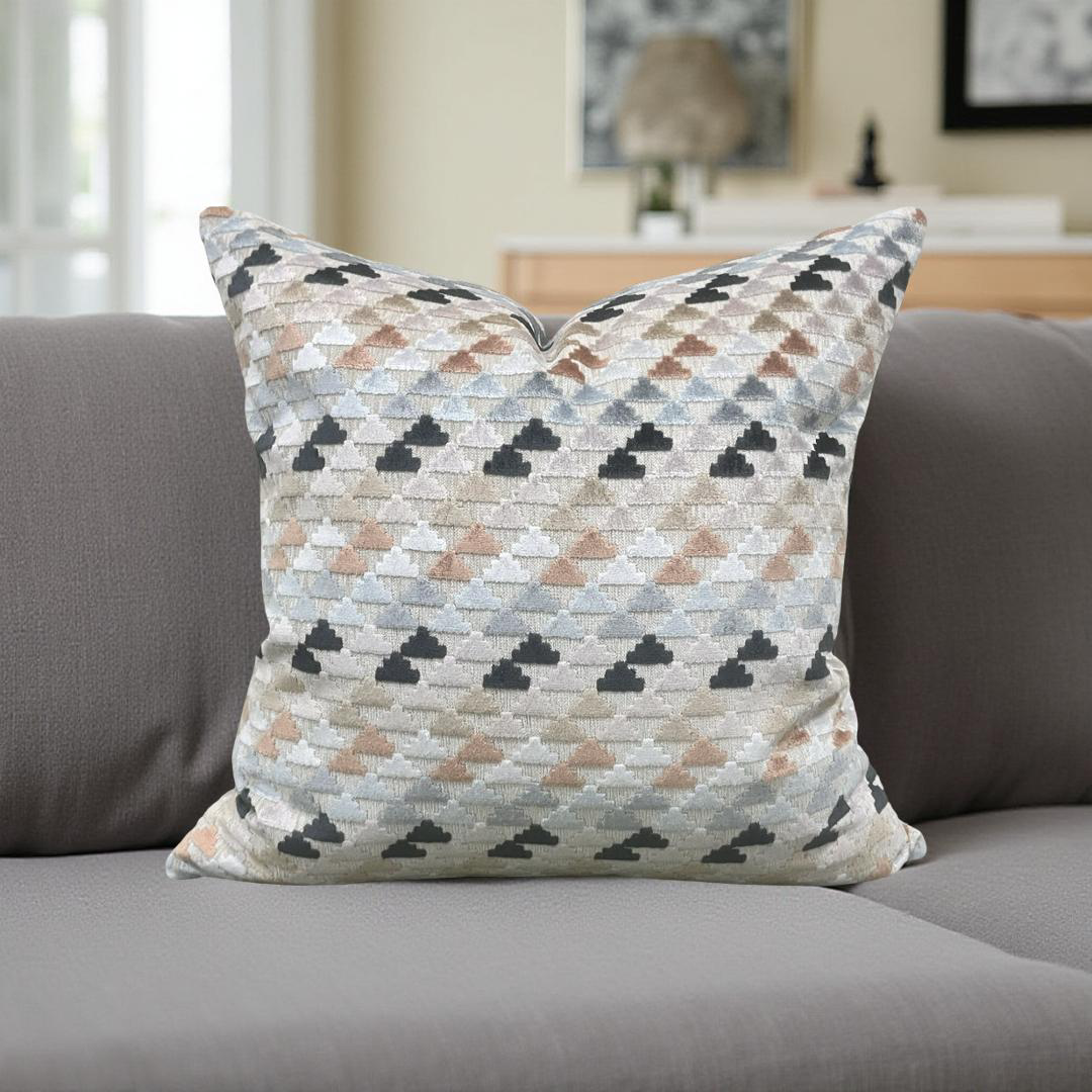 Designer Fabric Vidi Sky Slate Taupe 20x20" Knife Edge Decorative Throw Pillow