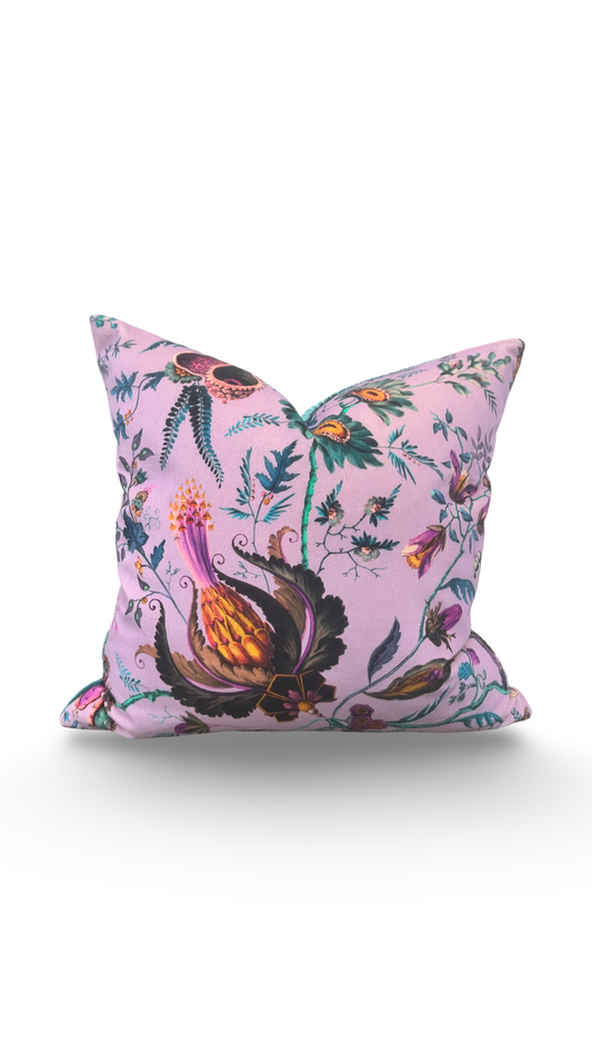 Wonderland Floral Amethyst Lapis 18x18" Knife Edge Decorative Throw Pillow