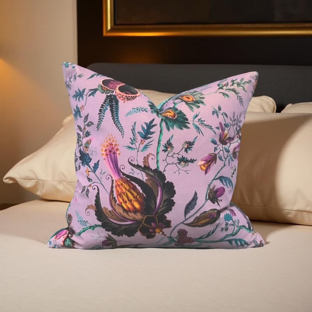 Wonderland Floral Amethyst Lapis 18x18" Knife Edge Decorative Throw Pillow