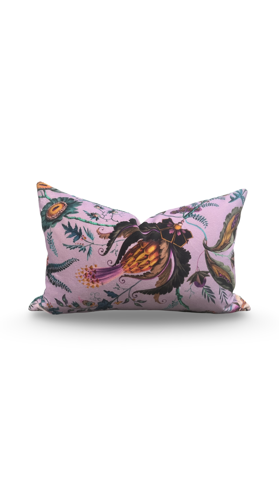 Wonderland Floral Amethyst-Lapis 12X18" Knife Edge Decorative Lumbar Pillow