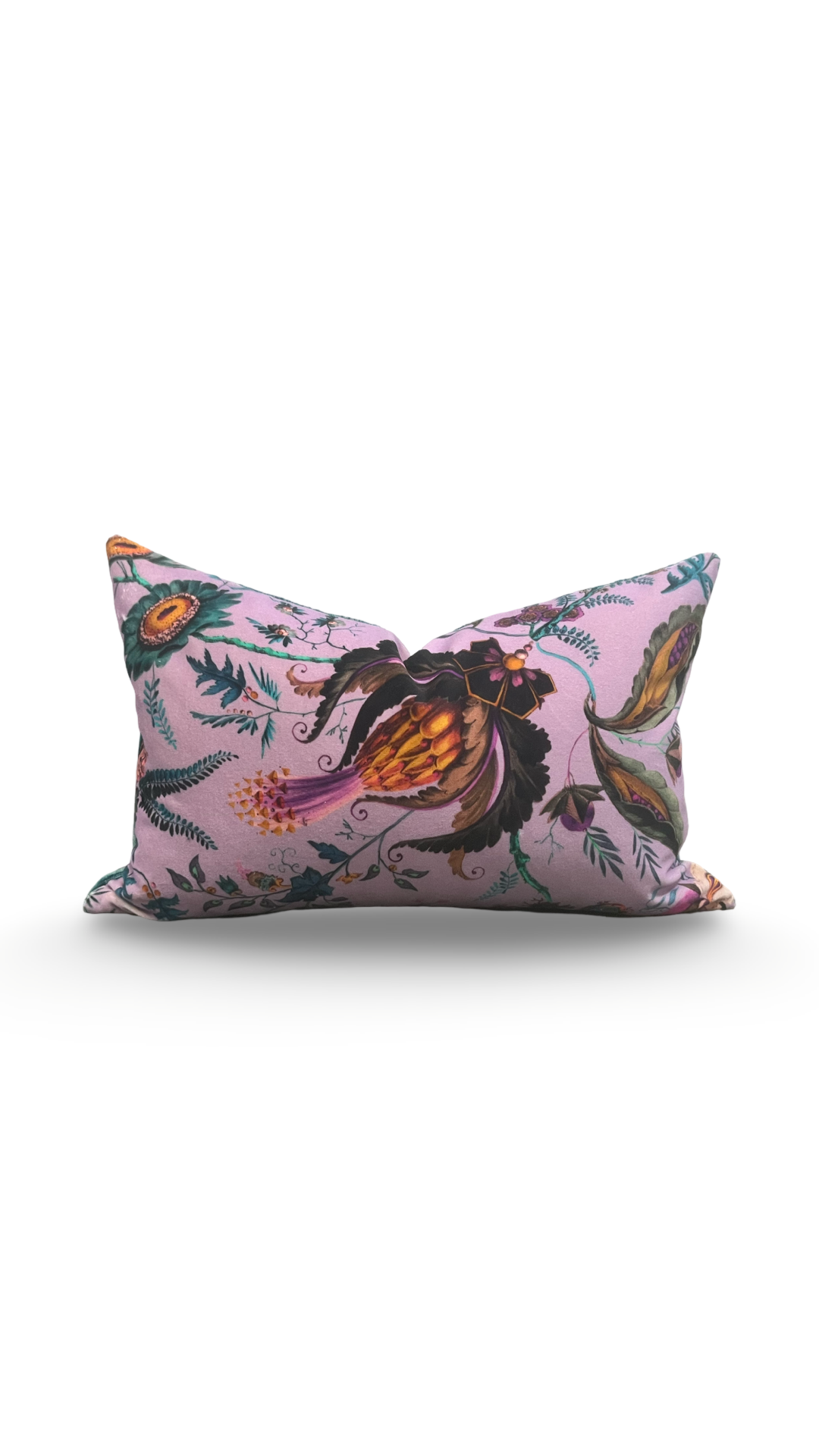 Wonderland Floral Amethyst-Lapis 12X18" Knife Edge Decorative Lumbar Pillow
