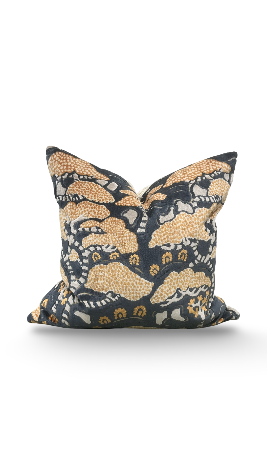 Elegant Pillow in Bonsai & Gingko Midnight Orange - 20x20" Knife Edge Decorative Pillow