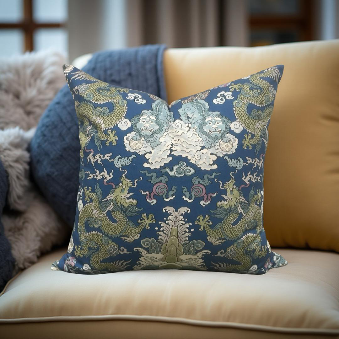 Schumacher Magic Mountain Dragon 22x22" Knife Edge Decorative Throw Pillow