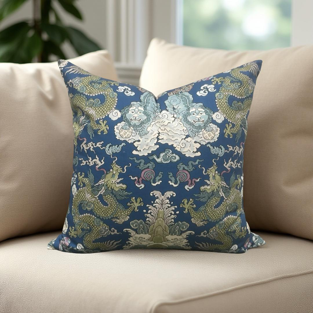 Schumacher Magic Mountain Dragon 22x22" Knife Edge Decorative Throw Pillow