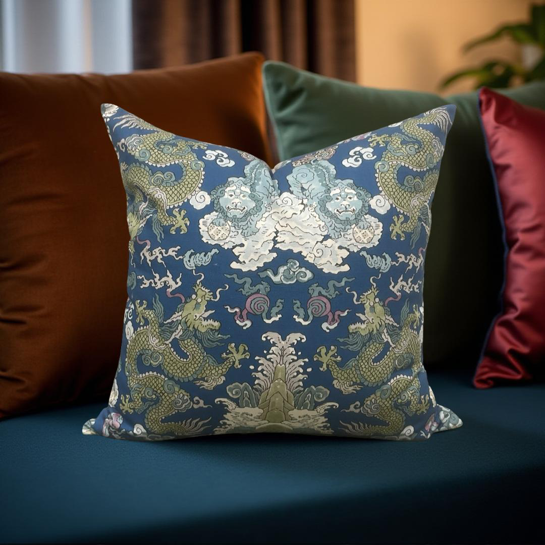 Schumacher Magic Mountain Dragon 22x22" Knife Edge Decorative Throw Pillow