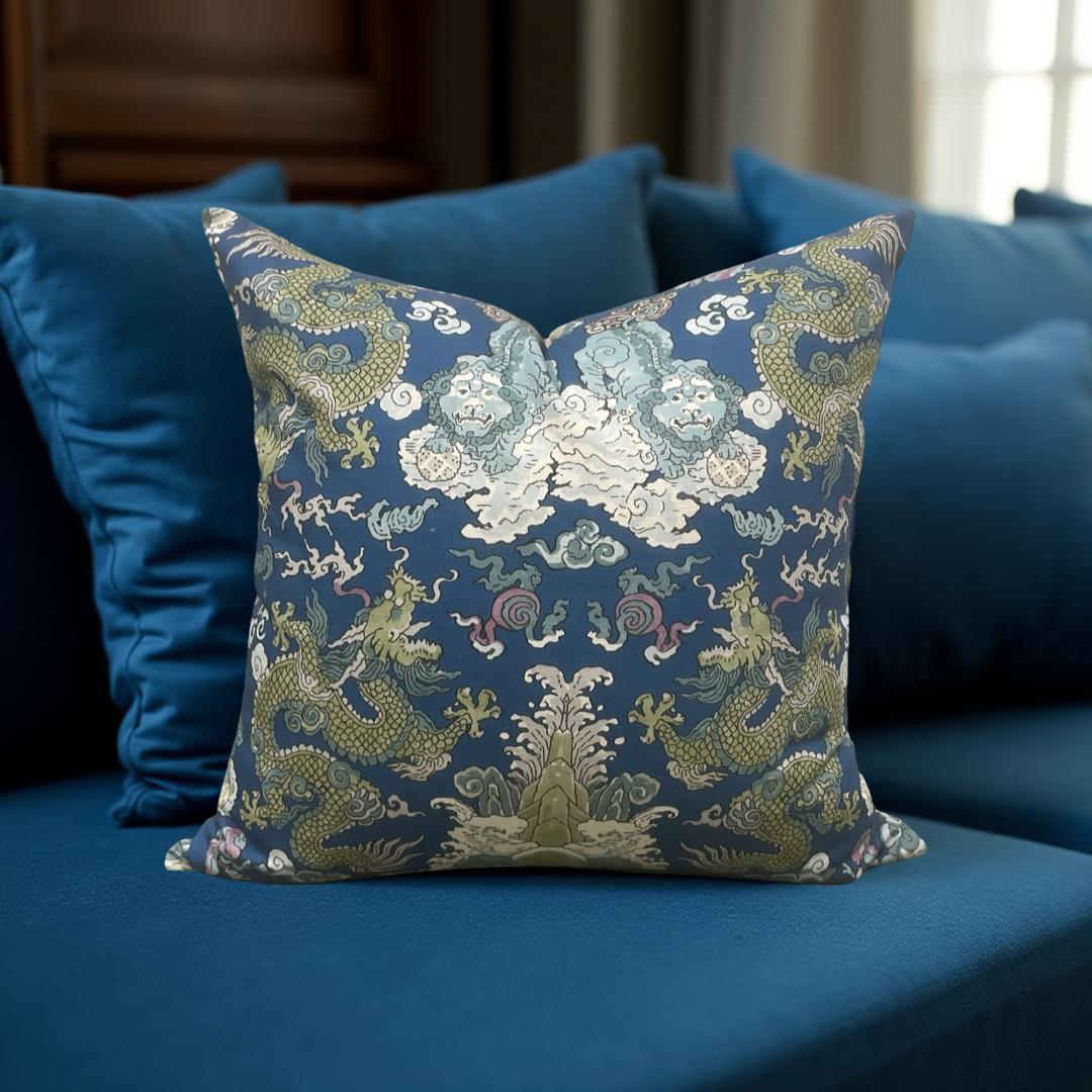 Schumacher Magic Mountain Dragon 22x22" Knife Edge Decorative Throw Pillow