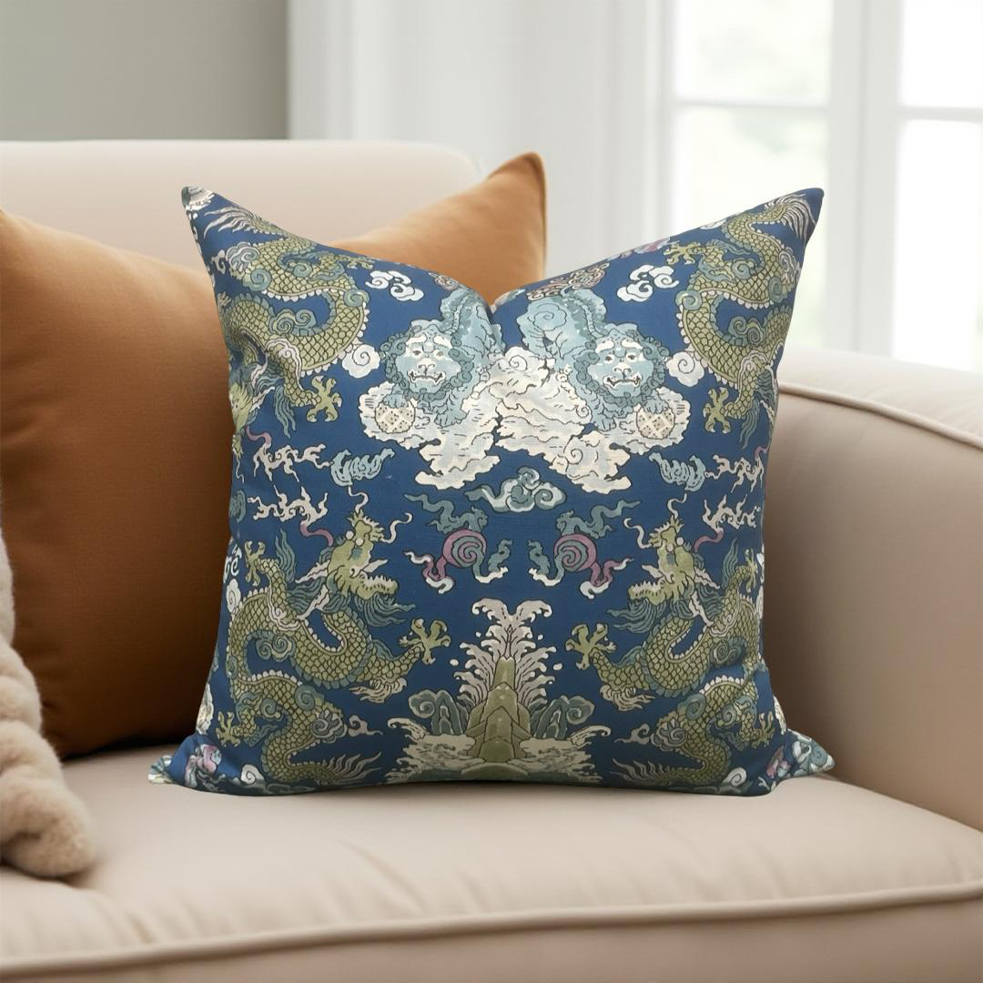 Schumacher Magic Mountain Dragon 22x22" Knife Edge Decorative Throw Pillow