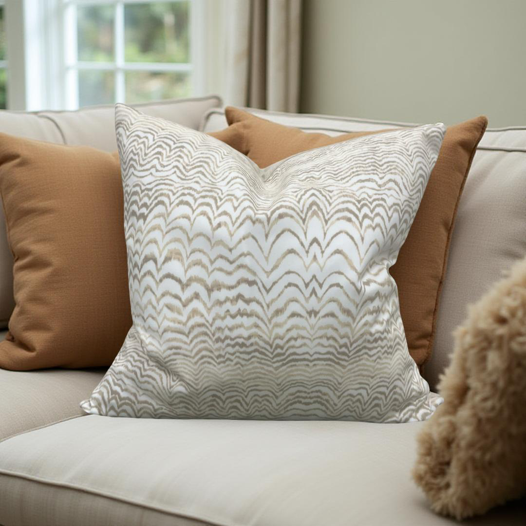 Schumacher Fabric Ink Wave 22x22" Knife Edge Decorative Throw Pillow