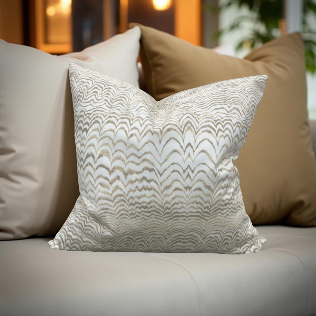 Schumacher Fabric Ink Wave 22x22" Knife Edge Decorative Throw Pillow