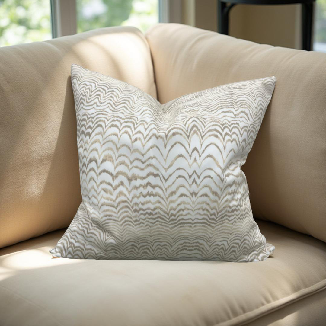 Schumacher Fabric Ink Wave 22x22" Knife Edge Decorative Throw Pillow