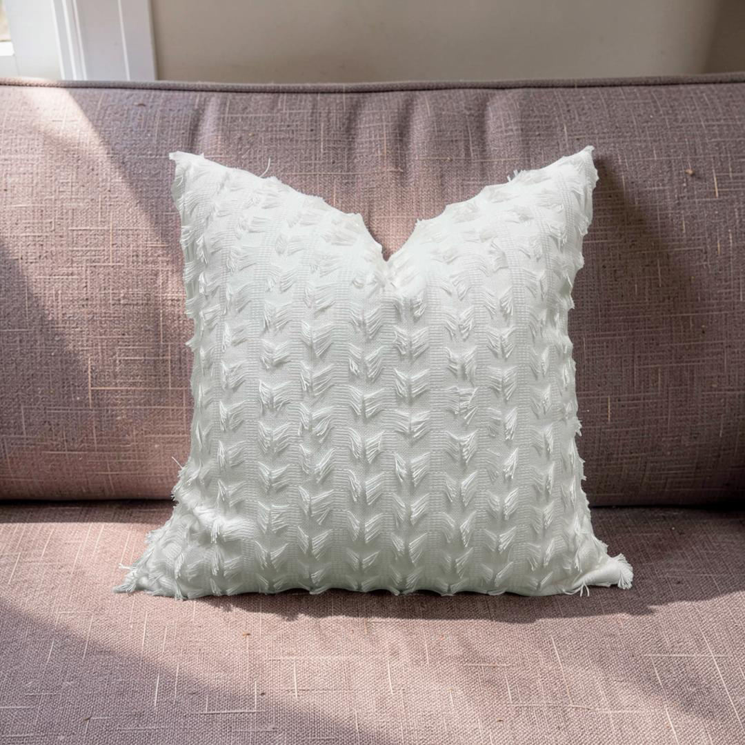 Decorative Pillow Montego Fringe Snow 20x20" Knife Edge Cover