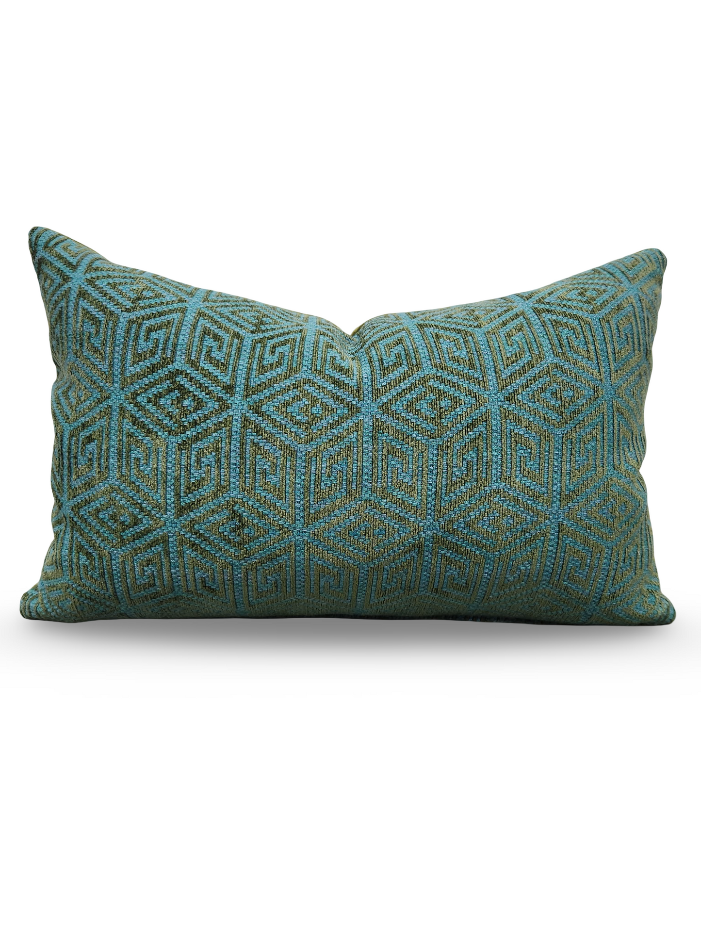 Schumacher Lumbar Pillow Cosmati Chenile Boxwood 12x18" Knife Edge Cover