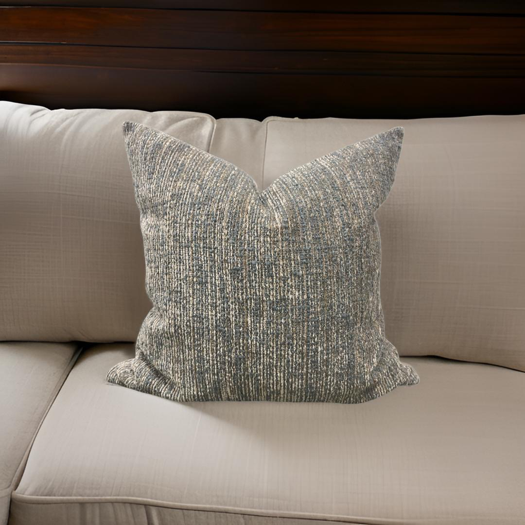 Taupe Tan and Grey Textured Velvet Striped 22x22" Knife Edge Decorative Throw Pillow
