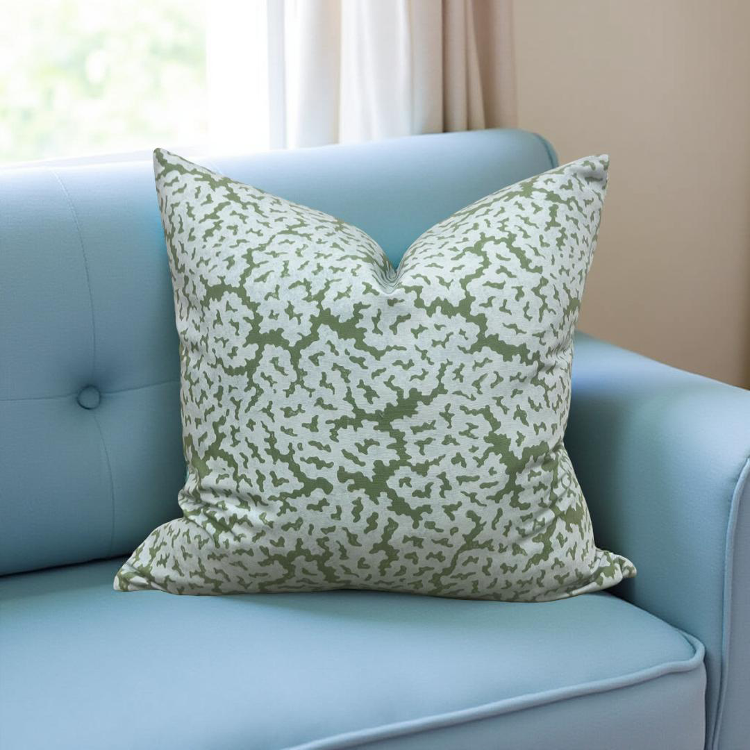 Designer Fabric Maldives Blue and Green 20x20" Knife Edge Decorative Throw Pillow