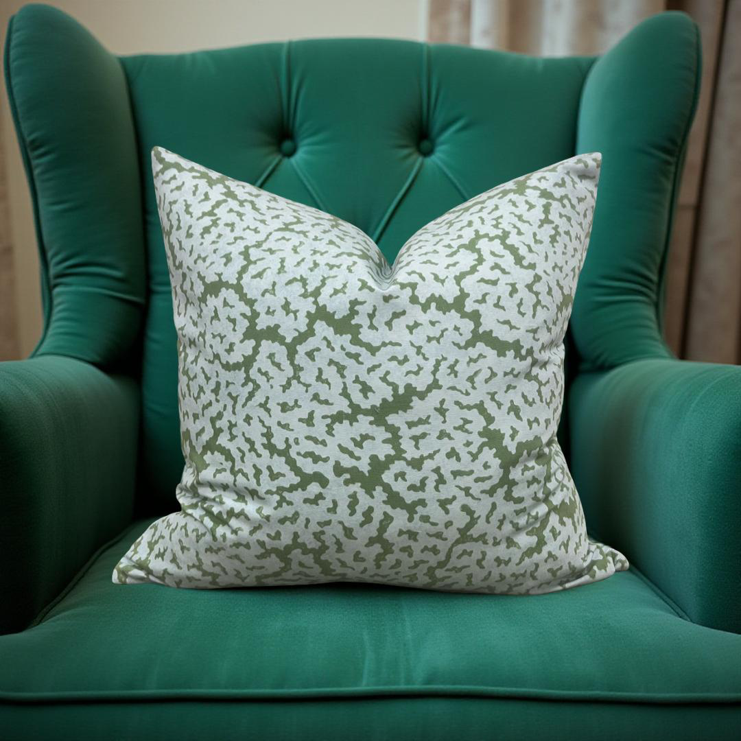 Designer Fabric Maldives Blue and Green 20x20" Knife Edge Decorative Throw Pillow