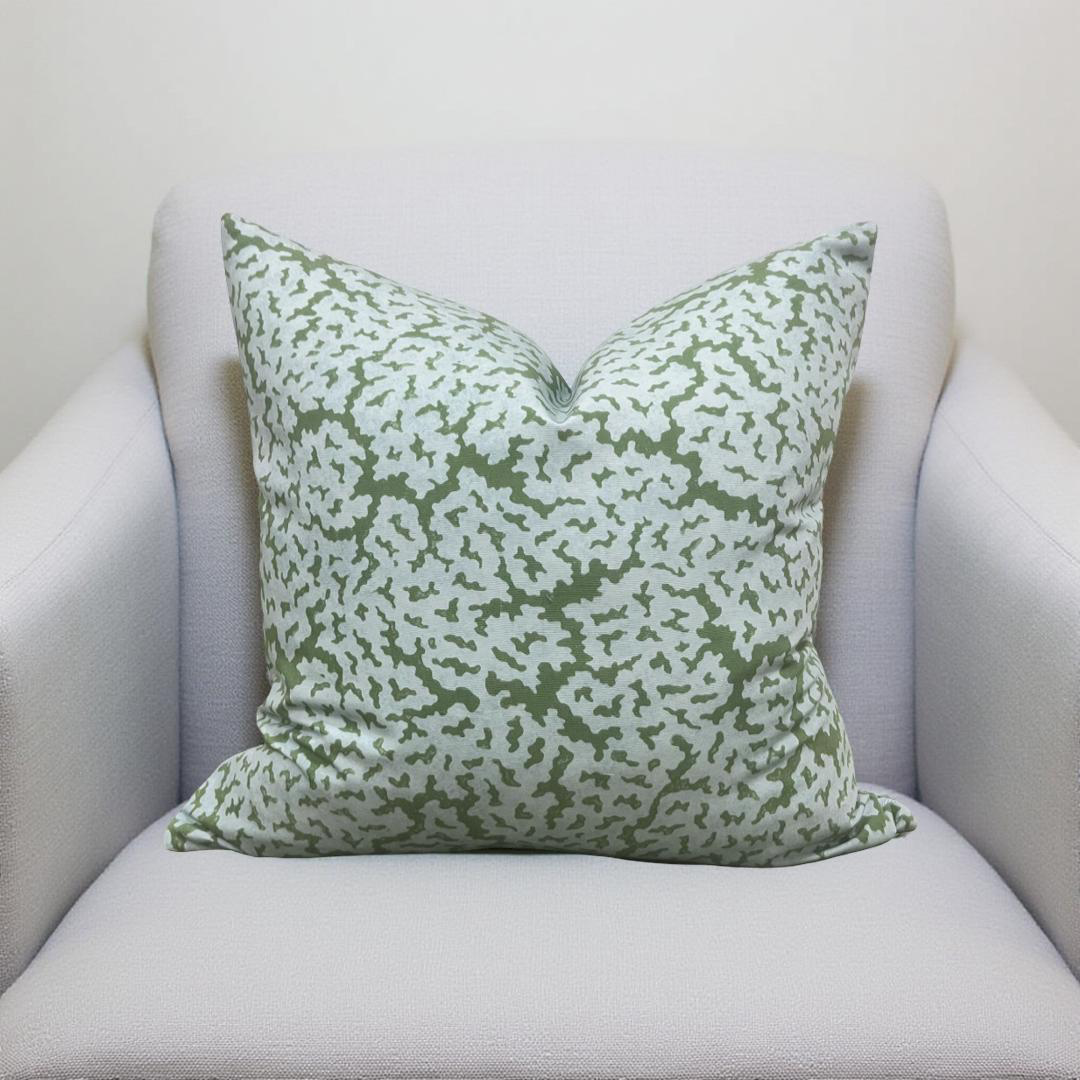 Designer Fabric Maldives Blue and Green 20x20" Knife Edge Decorative Throw Pillow