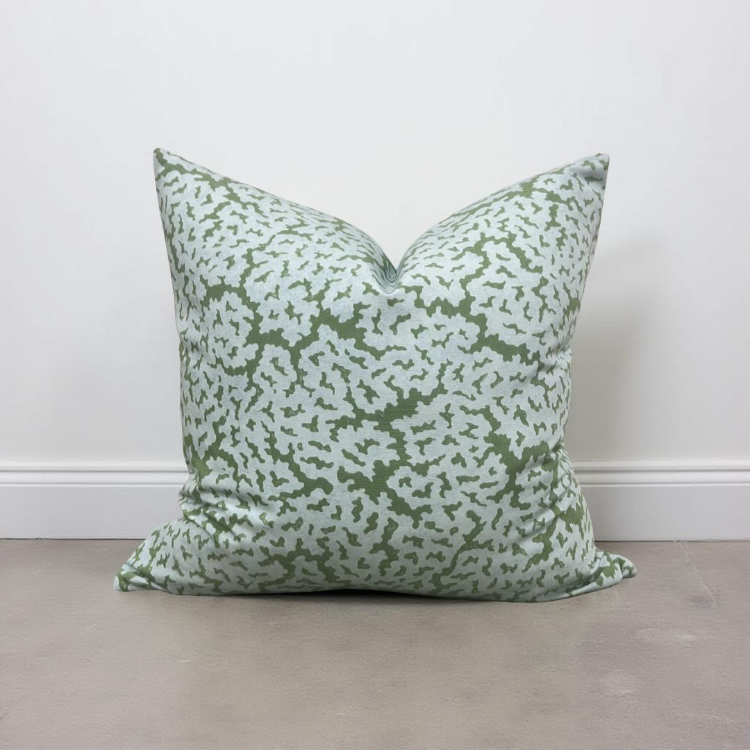 Designer Fabric Maldives Blue and Green 20x20" Knife Edge Decorative Throw Pillow