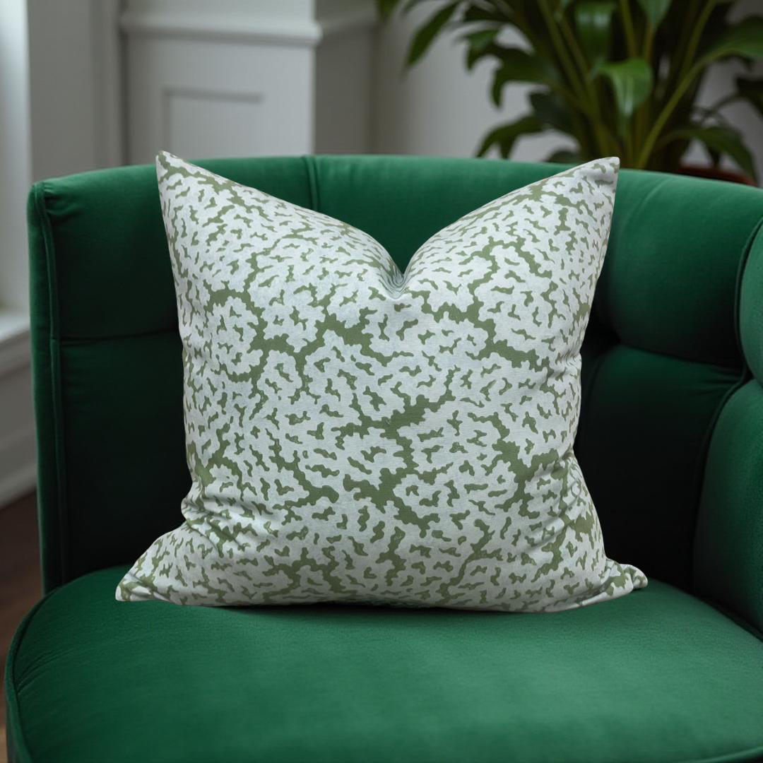 Designer Fabric Maldives Blue and Green 20x20" Knife Edge Decorative Throw Pillow