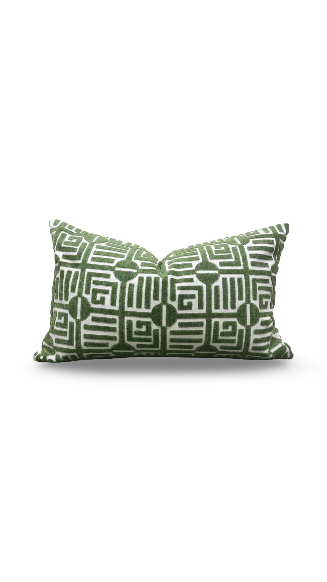 Designer Fabric Labyrinth Velvet Emerald 12X18" Knife Edge Decorative Lumbar Pillow