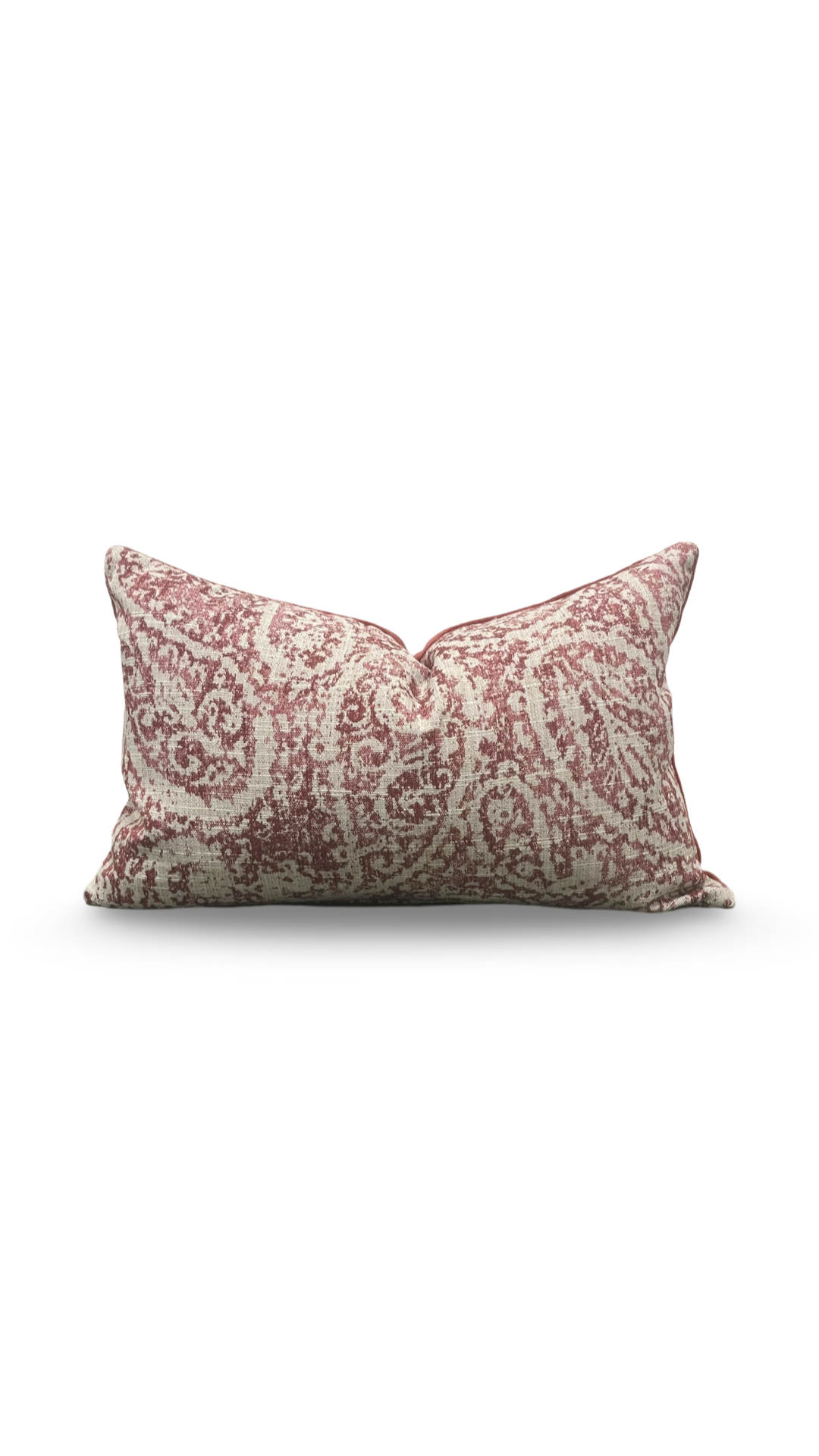 Tan and Red Paisley 12X18" Knife Edge Decorative Lumbar Pillow