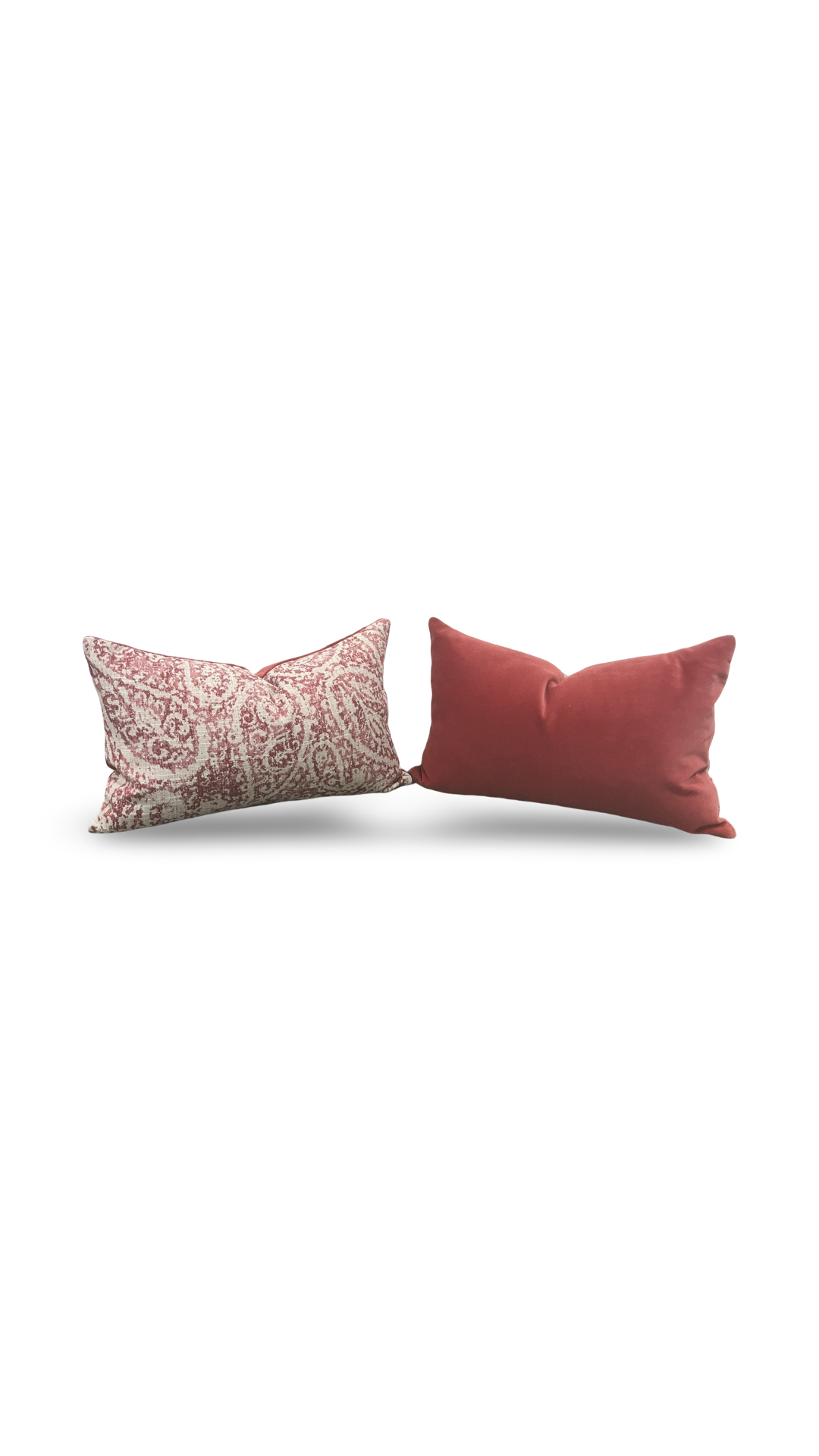 Tan and Red Paisley 12X18" Knife Edge Decorative Lumbar Pillow