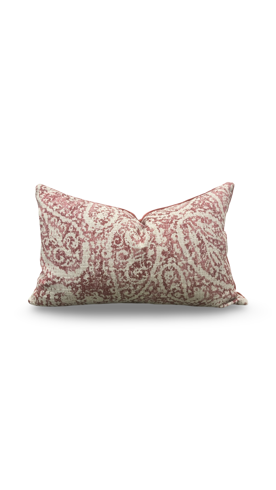 Tan and Red Paisley 12X18" Knife Edge Decorative Lumbar Pillow
