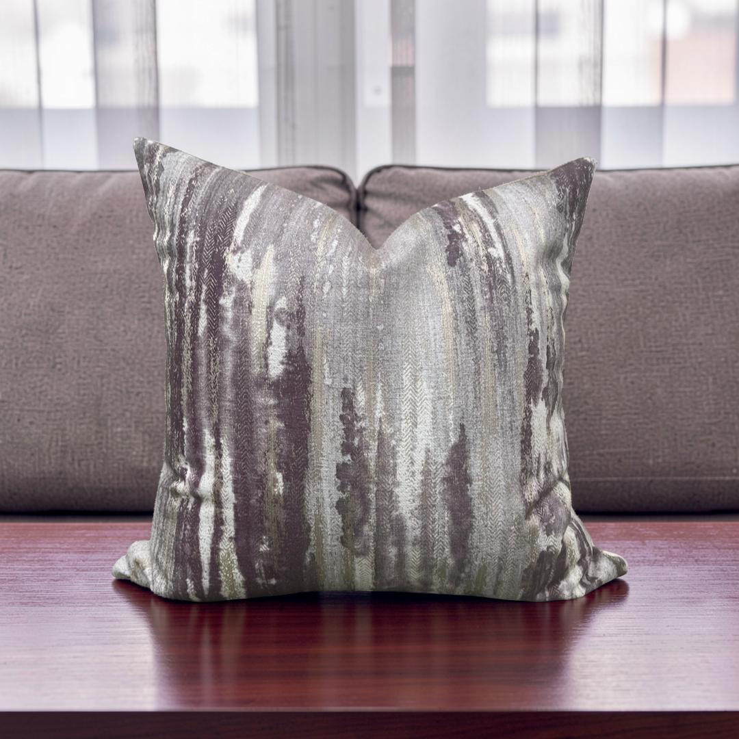 Cream and Violet Knife Edge 20x20" Decorative Pillow Cover
