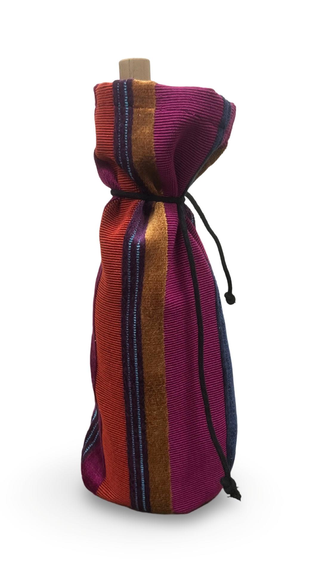 Fuchsia and Multi Colored Velvet Wine Bottle Bag