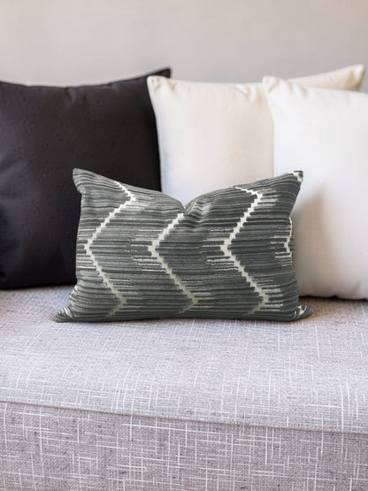 Kravet Fabric Lumbar Pillow Highs And Lows Anthracite 12x18" Knife Edge Cover