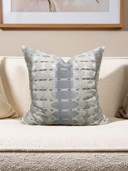 Jim Thompson Embroidered Fabric Decorative Pillow Sulawesi Stripe Cloud 22x22" Knife Edge Cover