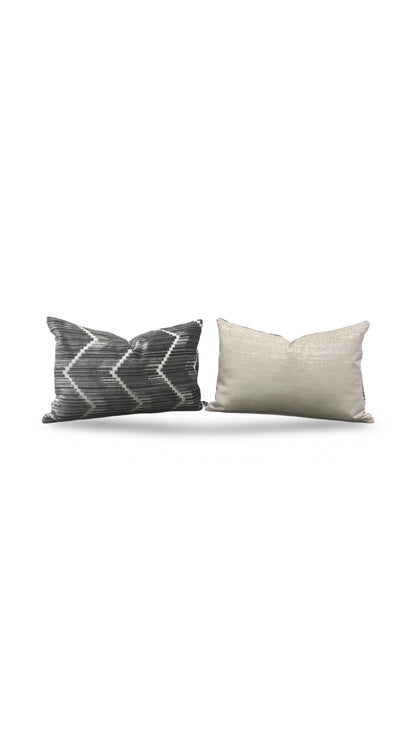 Kravet Fabric Lumbar Pillow Highs And Lows Anthracite 12x18" Knife Edge Cover