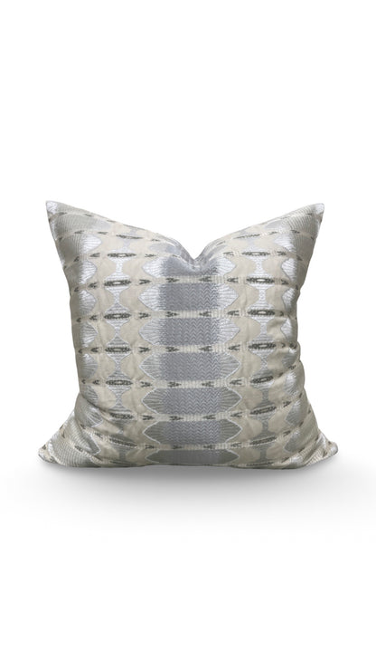 Jim Thompson Embroidered Fabric Decorative Pillow Sulawesi Stripe Cloud 22x22" Knife Edge Cover