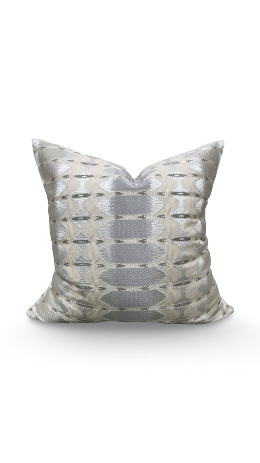 Jim Thompson Embroidered Fabric Decorative Pillow Sulawesi Stripe Cloud 22x22" Knife Edge Cover