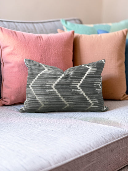 Kravet Fabric Lumbar Pillow Highs And Lows Anthracite 12x18" Knife Edge Cover