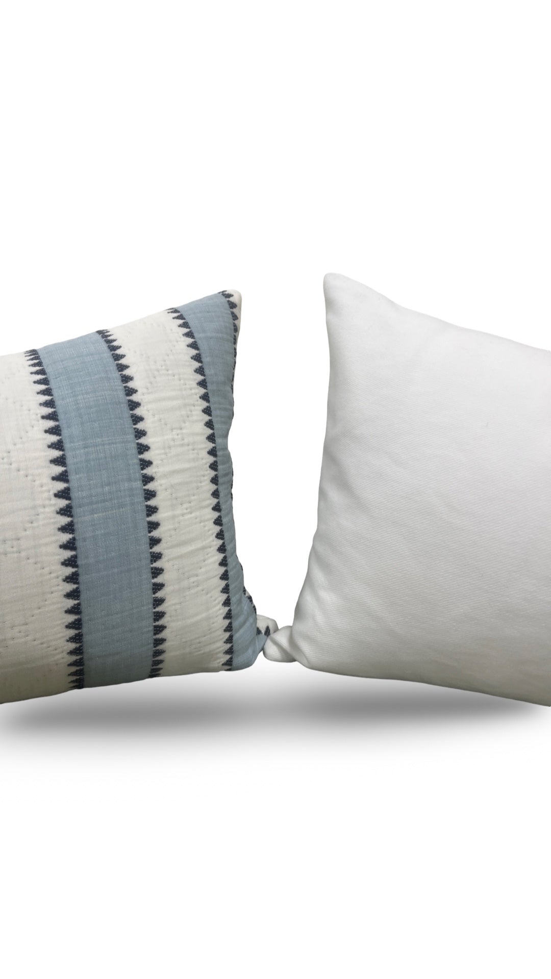 Schumacher Fabric Lumbar Pillow Isolde Stripe Matelasse Sky 12x18" Knife Edge Cover