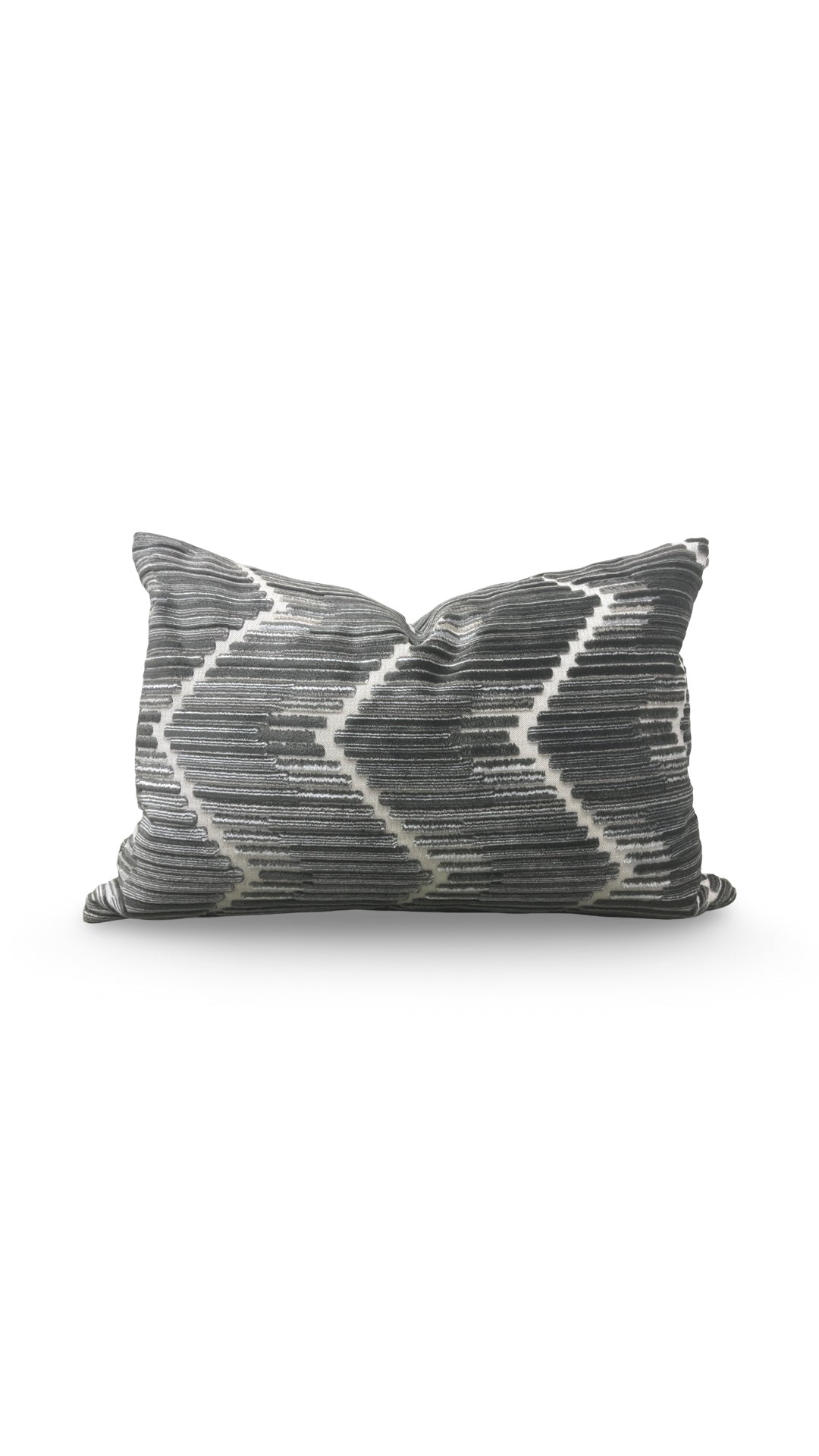 Kravet Fabric Lumbar Pillow Highs And Lows Anthracite 12x18" Knife Edge Cover
