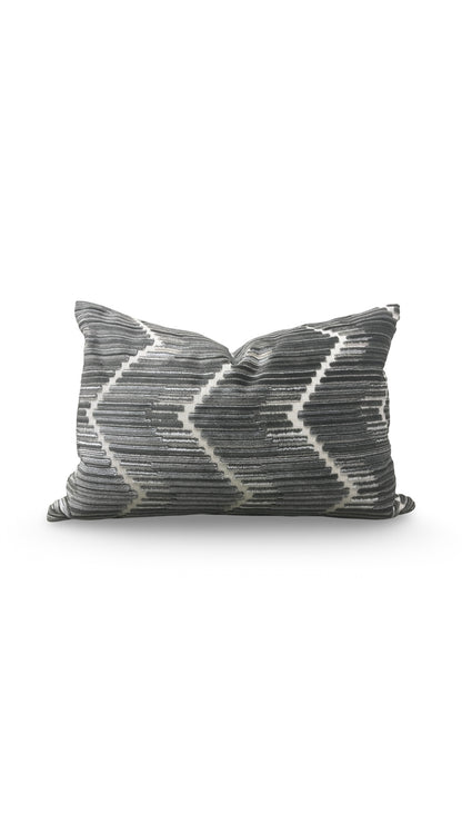 Kravet Fabric Lumbar Pillow Highs And Lows Anthracite 12x18" Knife Edge Cover