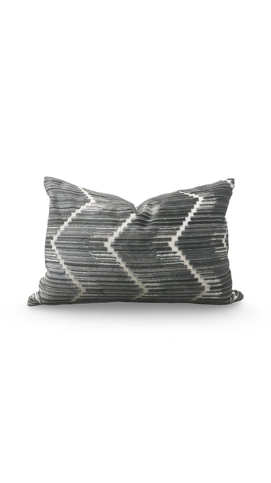 Kravet Fabric Lumbar Pillow Highs And Lows Anthracite 12x18" Knife Edge Cover