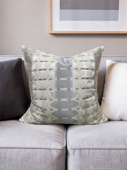 Jim Thompson Embroidered Fabric Decorative Pillow Sulawesi Stripe Cloud 22x22" Knife Edge Cover