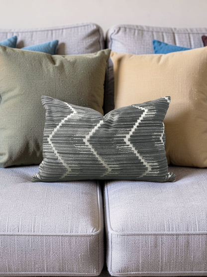 Kravet Fabric Lumbar Pillow Highs And Lows Anthracite 12x18" Knife Edge Cover