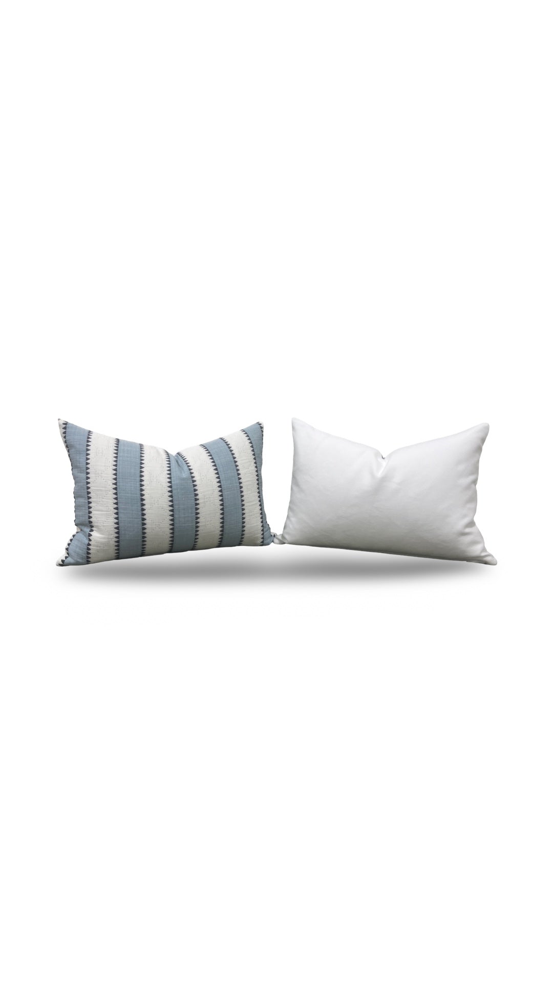 Schumacher Fabric Lumbar Pillow Isolde Stripe Matelasse Sky 12x18" Knife Edge Cover