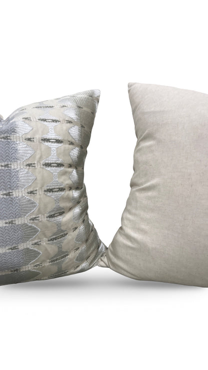 Jim Thompson Embroidered Fabric Decorative Pillow Sulawesi Stripe Cloud 22x22" Knife Edge Cover
