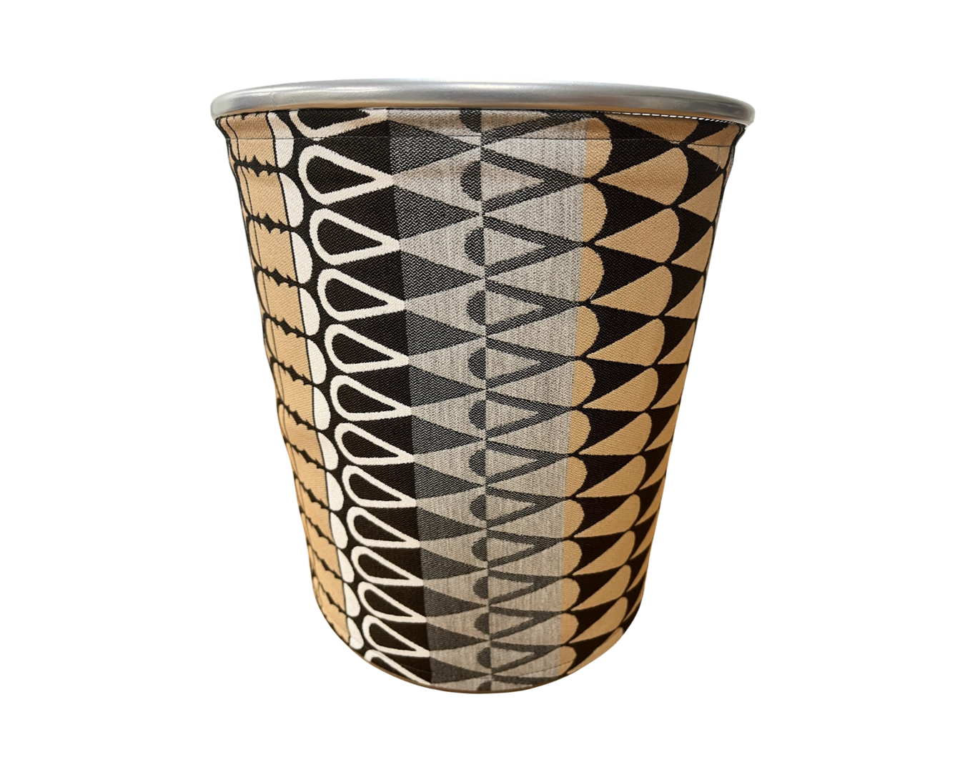 Black, Brown, and Grey ZigZag Patterned Decorative Waste Basket Bin