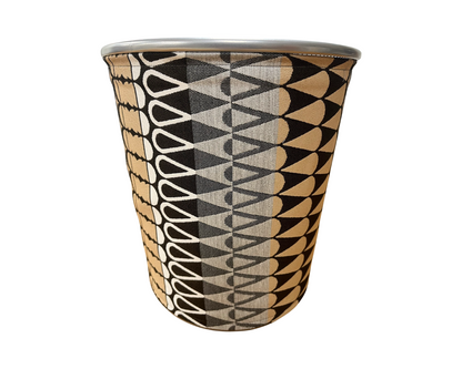 Black, Brown, and Grey ZigZag Patterned Decorative Waste Basket Bin
