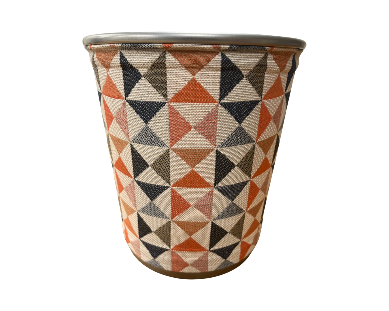 Tan, Salmon, Navy, and Grey Decorative Waste Basket